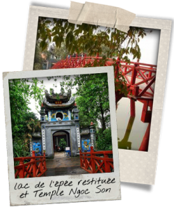 le lac Hoan Kiem (lac de l’épée restituée) Temple Ngoc Son
