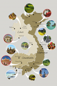 Map of must-see places in Indochina