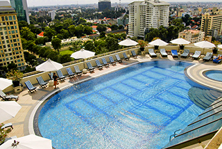 View from the roof over the pool, Sofitel Saigon Plaza